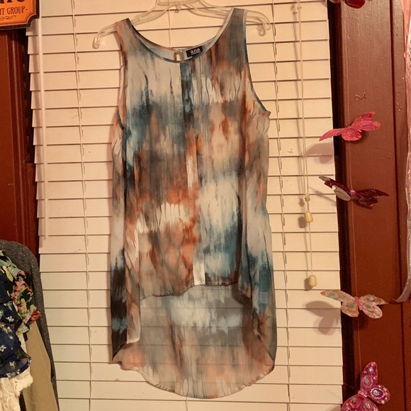 a.n.a Tops - 🧡 Watercolor Print Sheer Blouse